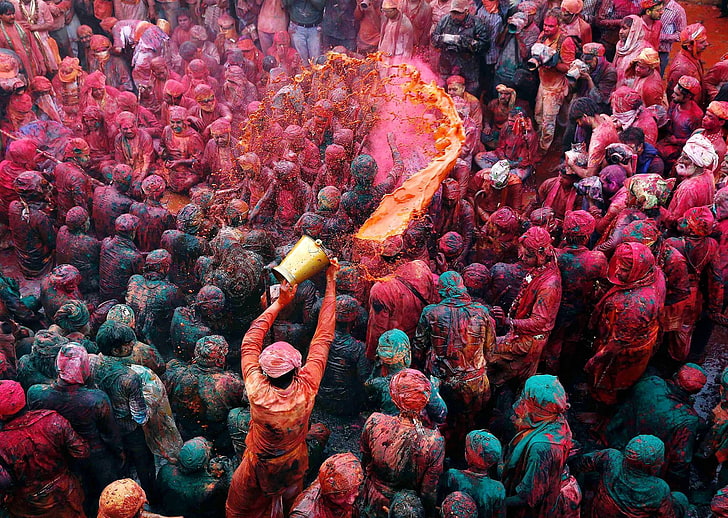 kolor, kolory, festiwal, hindus, holi, indie, wiosna, Tapety HD