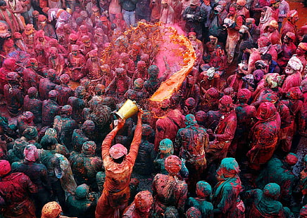 färg, färger, festival, hindu, holi, indien, vår, HD tapet HD wallpaper
