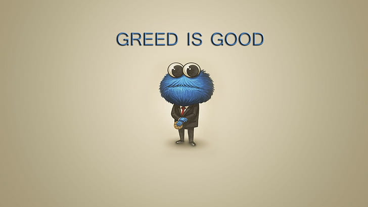 Cookie Monster, Greed, Minimalism, Simple Background, Typography, วอลล์เปเปอร์ HD