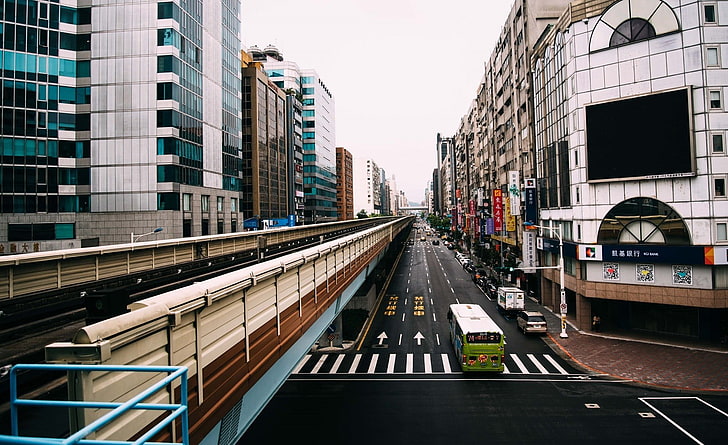 gray steel handrail, Japan, cityscape, building, Asia, Tokyo, Japanese, HD wallpaper