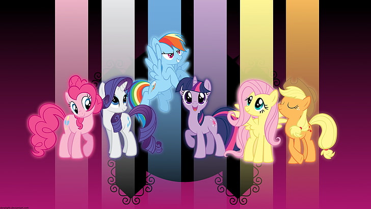 Sfondo My Little Pony, Pinkie Pie, Fluttershy, Rarity, Rainbow Dash, Apple Jack, Twilight Sparkle, Sfondo HD
