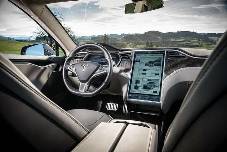 essai routier, intérieur, Tesla Motors, vitesse, Tesla Model S, route, voitures électriques, examen, Fond d'écran HD