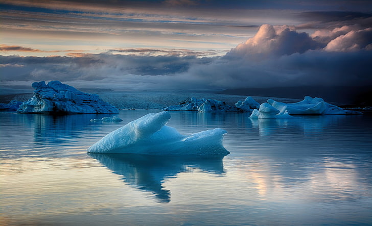iceberg, sea, ice, Iceland, HD wallpaper