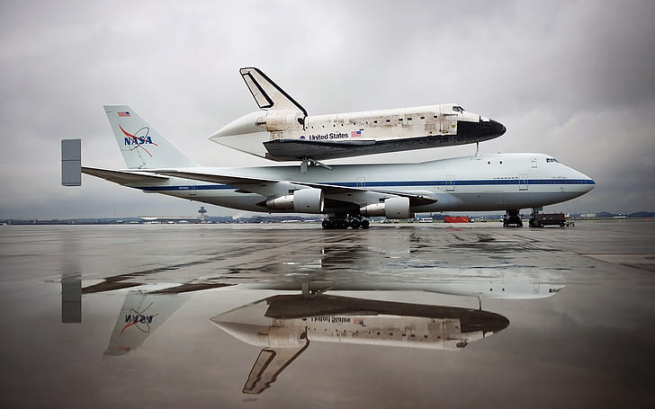 rymdfärjan nasa upptäckt transporterar boeing 747 1680x1050 Flygplan Space HD Art, NASA, Space Shuttle, HD tapet