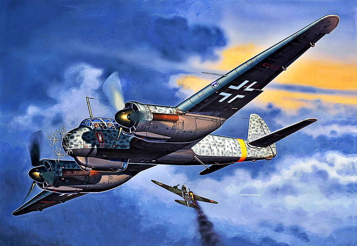 ユンカース、夜間戦闘機、FuG 212、ヘビー、レーダー、Ju-88、「リヒテンシュタイン」、Ju.88C-6、 HDデスクトップの壁紙