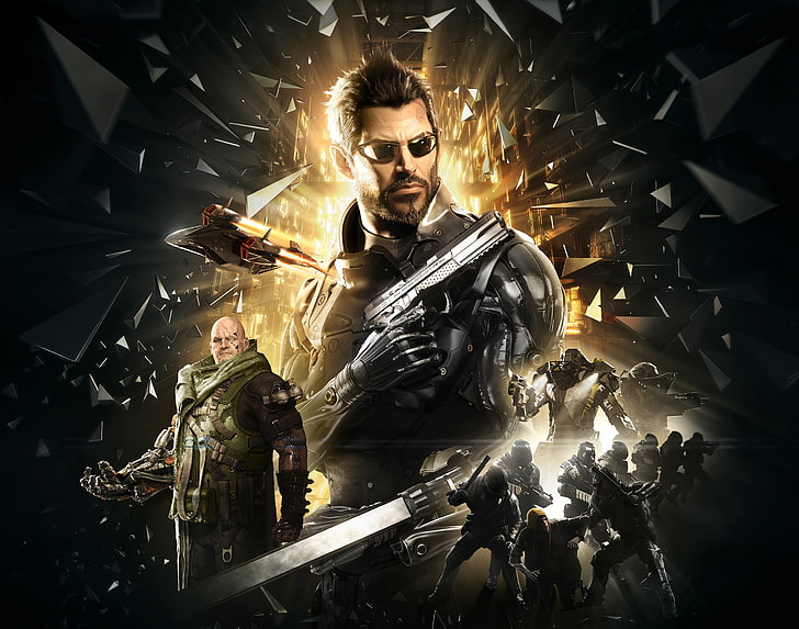 man holding pistol game character digital wallpaper, deus ex, mankind divided, adam jensen, cyborgs, HD wallpaper