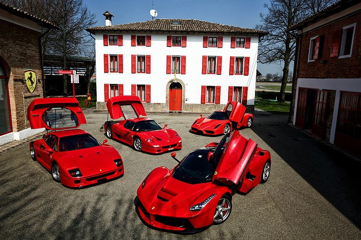 車、エンツォ、f40、f50、フェラーリ、ラフェラーリ、高級、赤、 HDデスクトップの壁紙