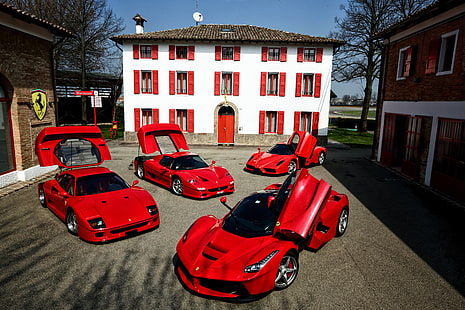 車、エンツォ、f40、f50、フェラーリ、ラフェラーリ、高級、赤、 HDデスクトップの壁紙 HD wallpaper