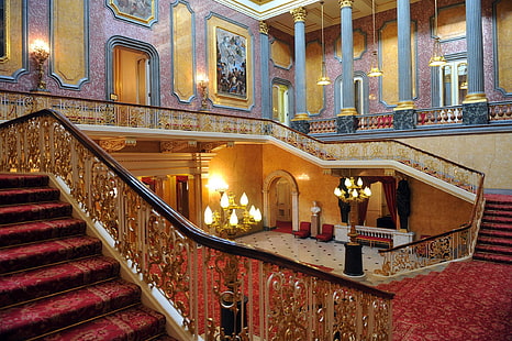buckingham, escalera, wnętrze, lujo, pałac, Tapety HD HD wallpaper
