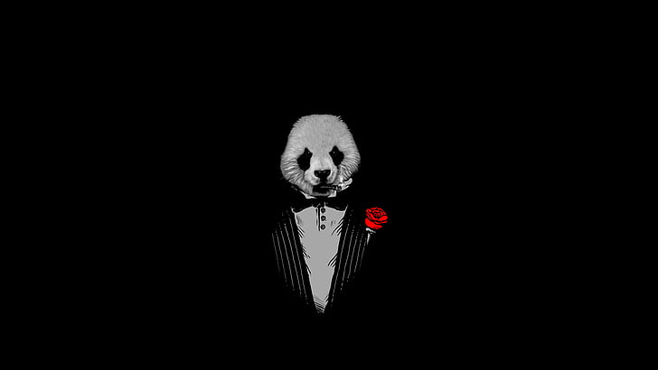panda, The Godfather, hitam, Wallpaper HD
