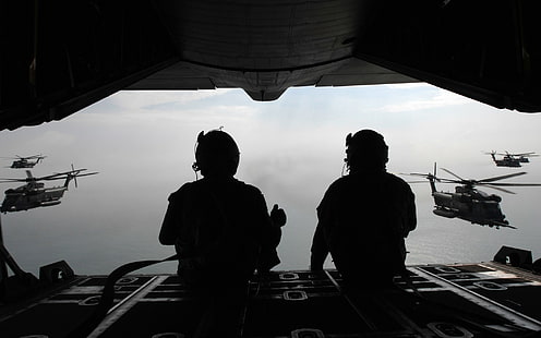 фотография, солдат, вертолеты, военная авиация, CH-53 Sea Stallion, HD обои HD wallpaper