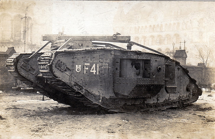 black battle tank, military, British, tank, World War I, HD wallpaper