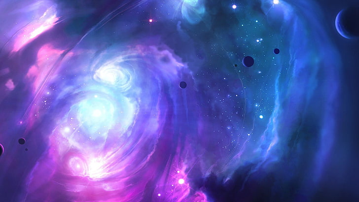 Nebulosa carta da parati grafica, spazio, pianeta, Luna, galassia, 3D, Sfondo HD