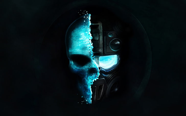 иллюстрация киборда, череп, робот, Ghost Recon, видеоигры, шлем, Tom Clancy's Ghost Recon, Tom Clancy's Ghost Recon: Future Soldier, HD обои