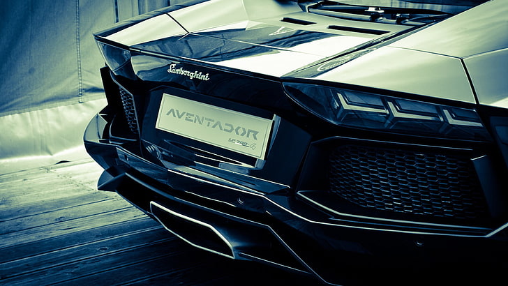 svart Lamborghini Aventador, Lamborghini Aventador, bil, Lamborghini, HD tapet