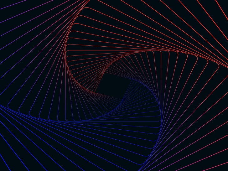 illustrazione a spirale blu e rossa, spirale, linee, strisce, Sfondo HD