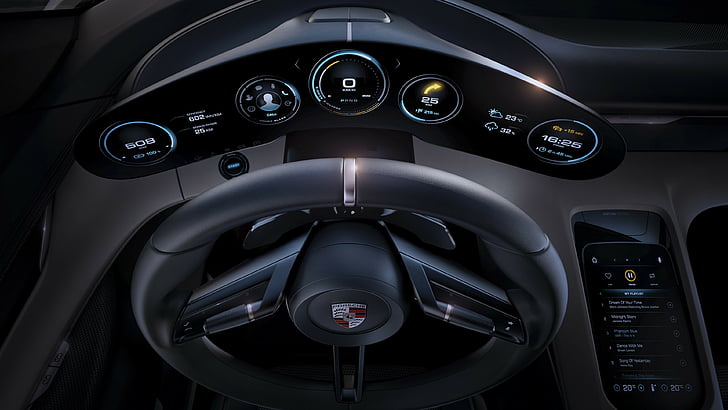 Porsche Taycan, samochody elektryczne, supersamochód, 800v, ​​wnętrze, Tapety HD