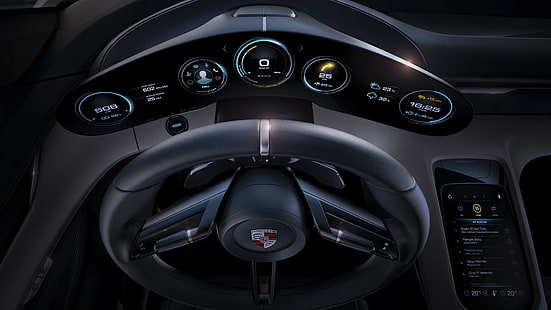 Porsche Taycan, coches eléctricos, superdeportivo, 800v, ​​interior, Fondo de pantalla HD HD wallpaper