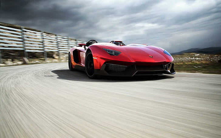 Lamborghini Aventador J 2012 2, red sports coupe, lamborghini, 2012, aventador, cars, HD wallpaper