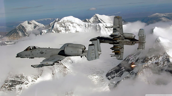 회색 전투기 2 대, Fairchild Republic A-10 Thunderbolt II, 군용, 군용기, 미국, 미 공군, HD 배경 화면