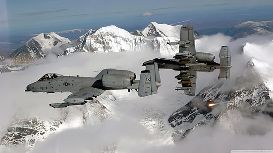 dua pesawat tempur abu-abu, Fairchild Republic A-10 Thunderbolt II, militer, pesawat militer, AS, Angkatan Udara AS, Wallpaper HD HD wallpaper
