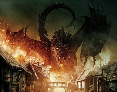 smaug el hobbit la batalla del dragón de los cinco ejércitos, Fondo de pantalla HD HD wallpaper