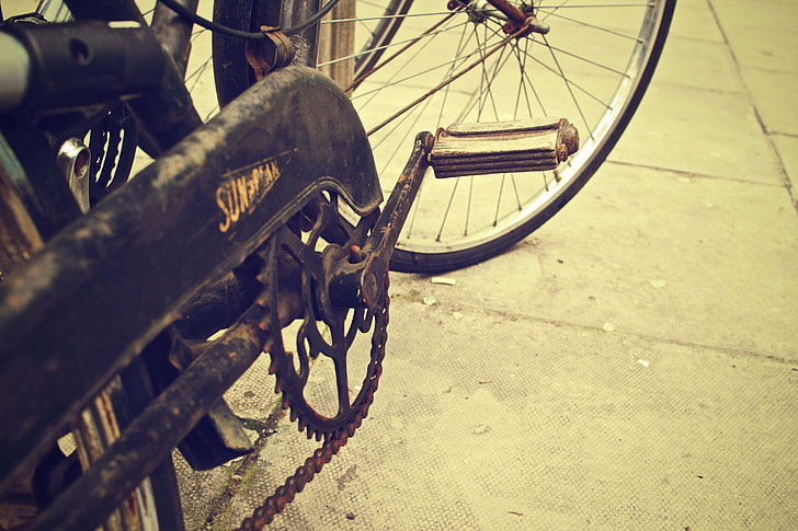 bicycle, bike, broken, chain, old, poverty, rust, HD wallpaper