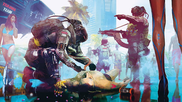 Equipe de trauma Cyberpunk 2077 4K 8K, Equipe, Trauma, Cyberpunk, 2077, HD papel de parede