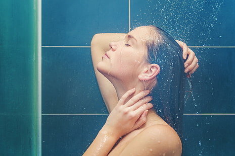 женщина, душ, ванна, модель, HD обои HD wallpaper