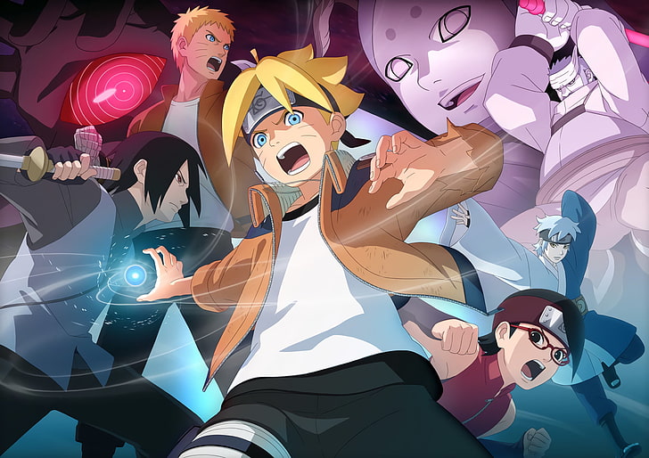 Boruto-Plakat, Anime, Boruto, Boruto Uzumaki, Momoshiki Ōtsutsuki, Naruto Uzumaki, Sarada Uchiha, Sasuke Uchiha, HD-Hintergrundbild