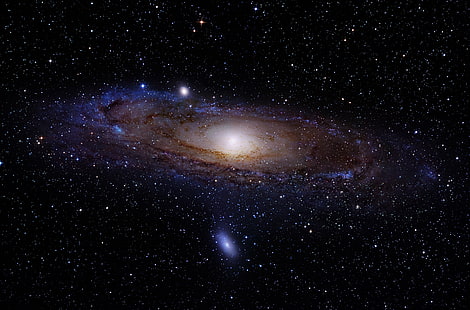 млечен път, Андромеда, космос, галактика, Месие 31, Месие 110, HD тапет HD wallpaper