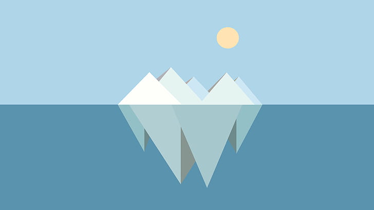 Artístico, Minimalismo, Iceberg, Sol, Água, HD papel de parede