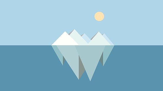 Künstlerisch, Minimalismus, Eisberg, Sonne, Wasser, HD-Hintergrundbild HD wallpaper
