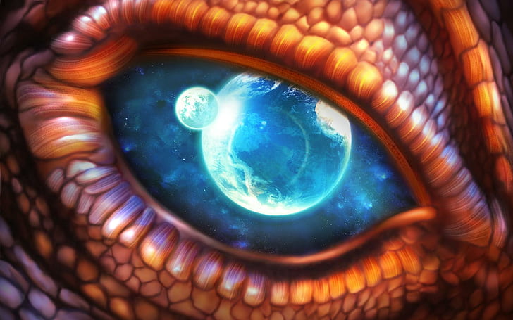 Dragon Eye, blue animal eye wallpaper, dragon, creative and graphics, HD wallpaper
