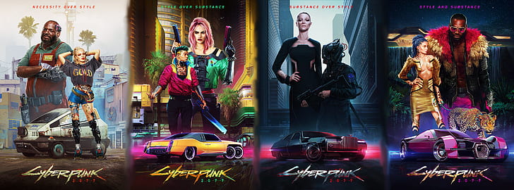 видеоигры, Video Game Art, цифровое искусство, автомобиль, Cyberpunk 2077, ультраширокий, ультраширокий, HD обои