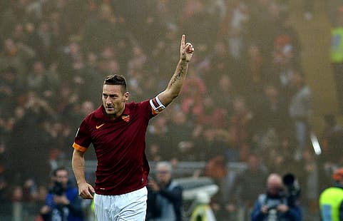 Francesco Totti, Totti, capitaine, But, AS Roma, Rome, ASR, rouge, Nike, sport, Football, Joueur de football, Fond d'écran HD HD wallpaper