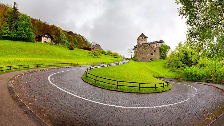 road, nature, Liechtenstein, Vaduz, HD wallpaper