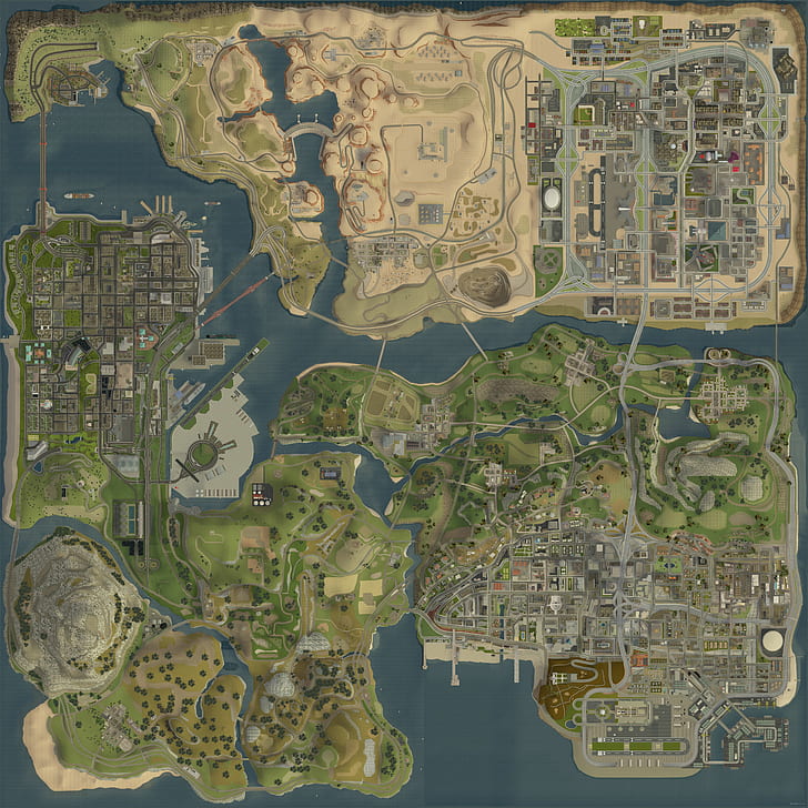 harita, oyun, GTA San Andreas, HD masaüstü duvar kağıdı