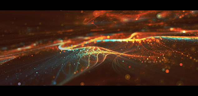 Tapete der orange und blauen Lichter, abstrakte, digitale Kunst, HD-Hintergrundbild HD wallpaper