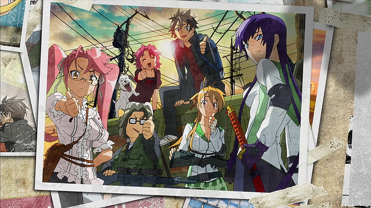 anime, Komuro Takashi, Miyamoto Rei, Kouta Hirano, Busujima Saeko, Alice Maresato, Highschool of the Dead, Takagi Saya, HD wallpaper