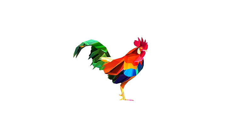 Pixel Gallo, gallo rojo y multicolor vector art, Aero, arte vectorial, gallo, Fondo de pantalla HD