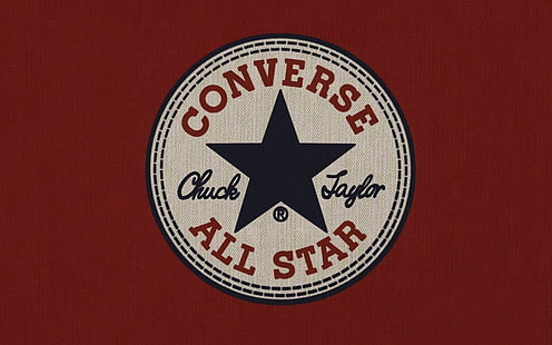 Converse All Star-logotyp, Converse, logotyp, röd bakgrund, konstverk, HD tapet HD wallpaper
