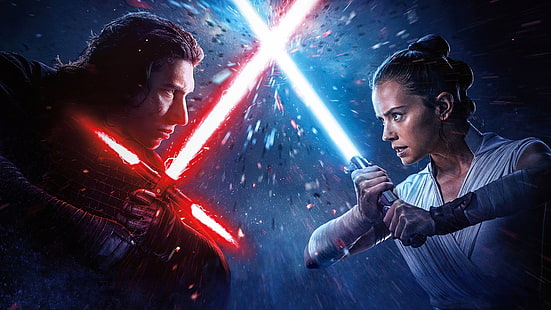Star Wars, Star Wars: The Rise of Skywalker, Kylo Ren, Rey (Star Wars), Sfondo HD HD wallpaper