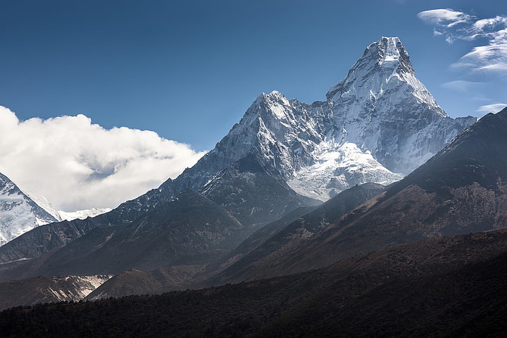 nature wallpaper, clouds, snow, mountains, The Himalayas, AMA Dablam, HD wallpaper