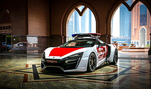4K, Lykan HyperSport, Police Car, Abu Dhabi, HD wallpaper HD wallpaper