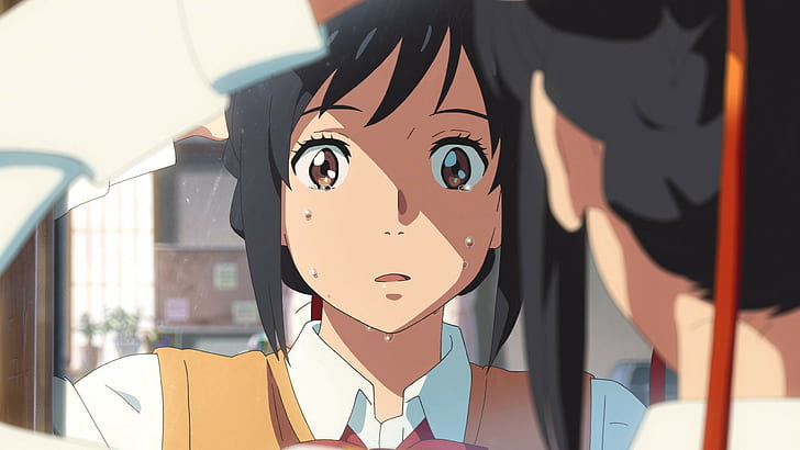 personagem de anime feminino de cabelos pretos, meninas de anime, chorando, HD papel de parede