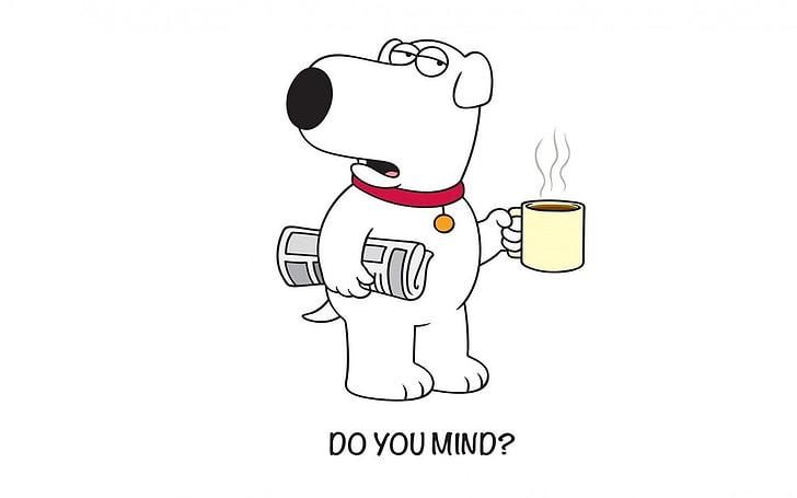 Bran Griffin, family guy, brian, griffin, dog, newspaper, coffee, HD wallpaper