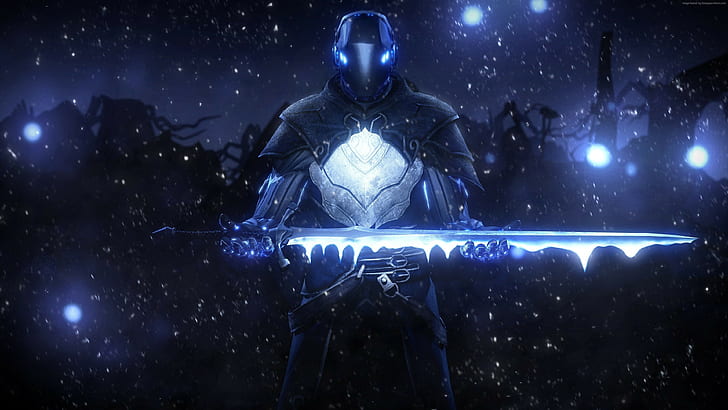 postać z gry trzymająca miecz ilustracja, miecz, science fiction, Tapety HD