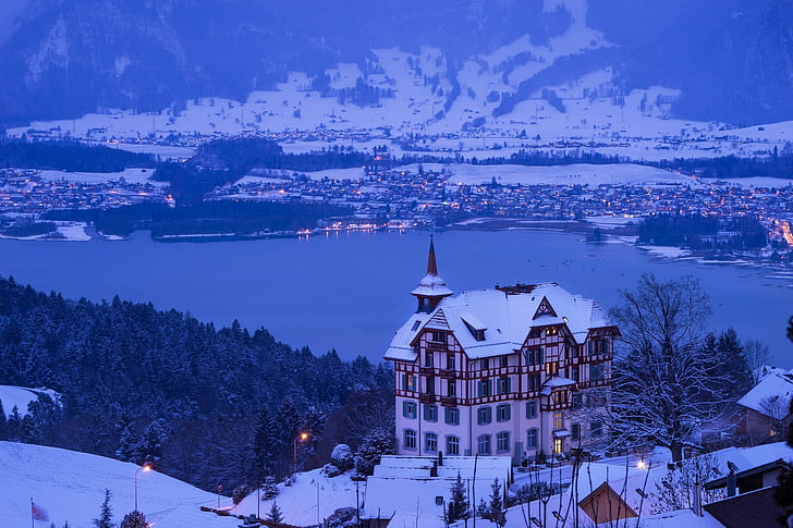 Швейцария, зима, HD тапет