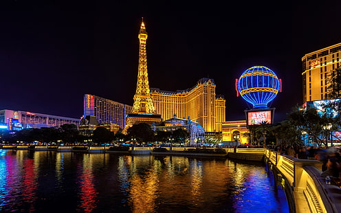Hotel Paris And Eiffel Tower I Las Vegas, Nevada Skrivbordsunderlägg Hd För Mobiltelefoner Och Bärbara Datorer 1920 × 1200, HD tapet HD wallpaper